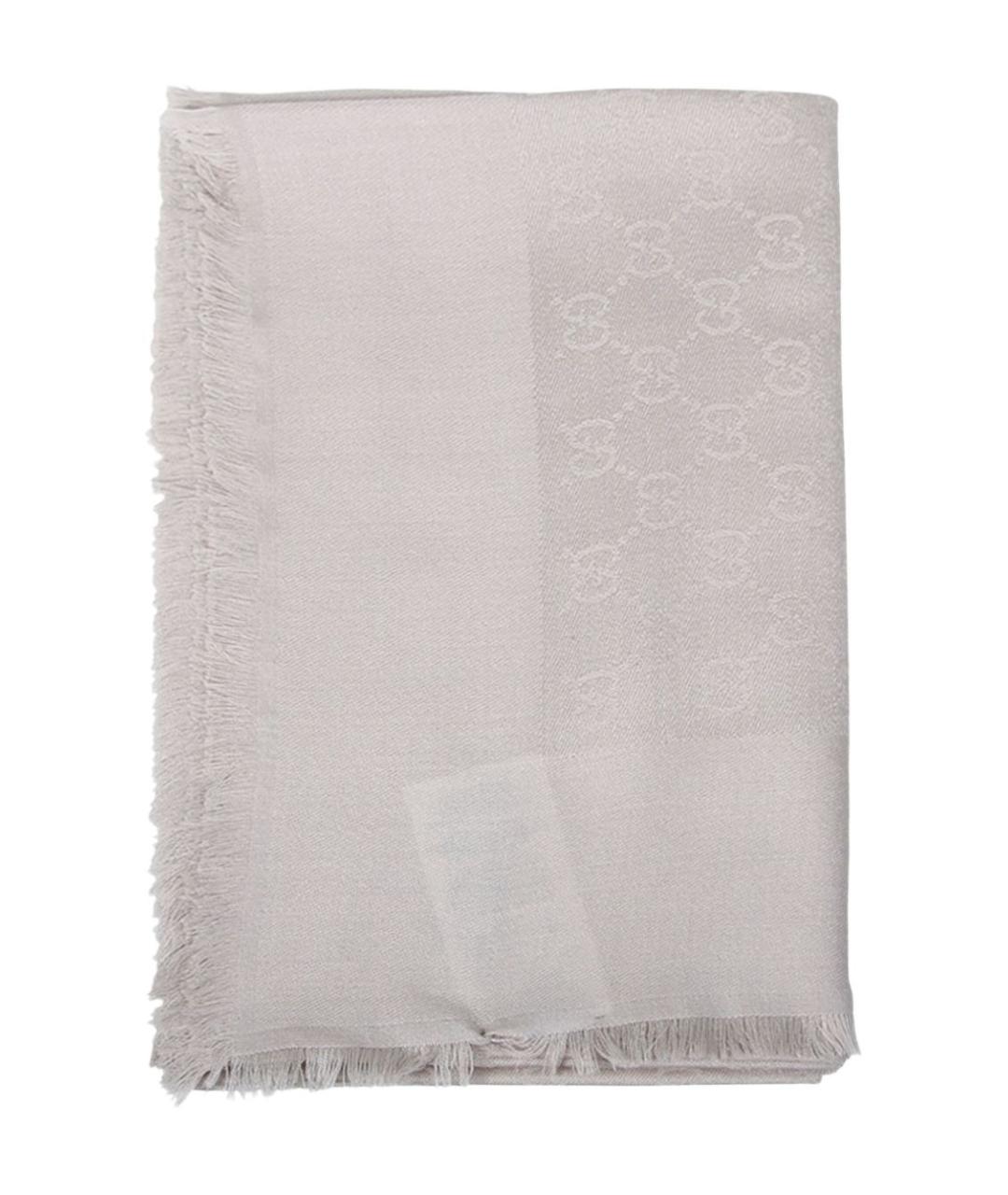 GUCCI Серый шерстяной шарф, фото 2