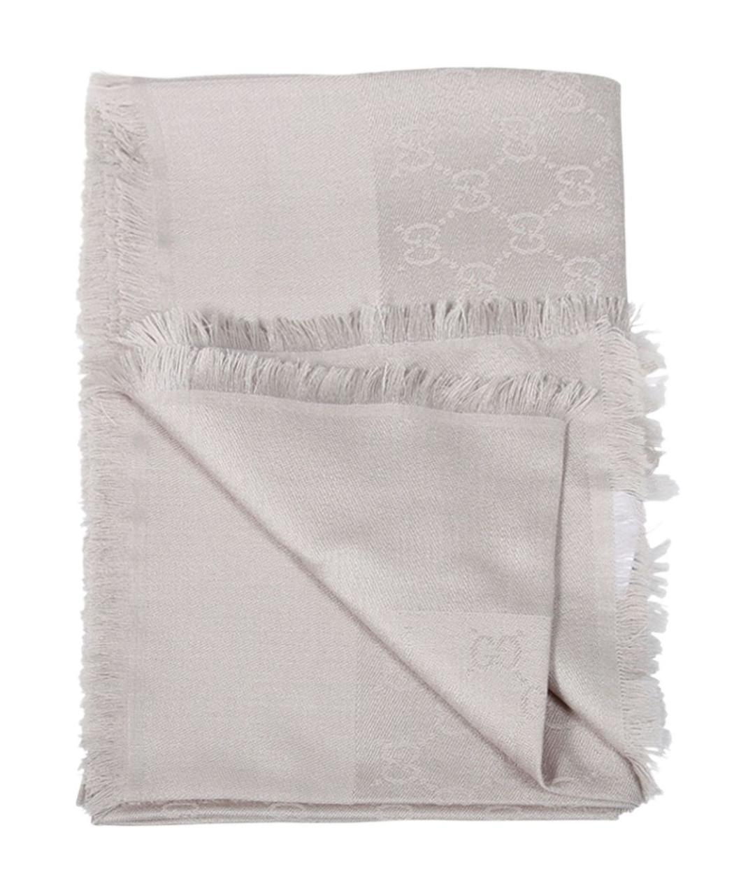 GUCCI Серый шерстяной шарф, фото 1