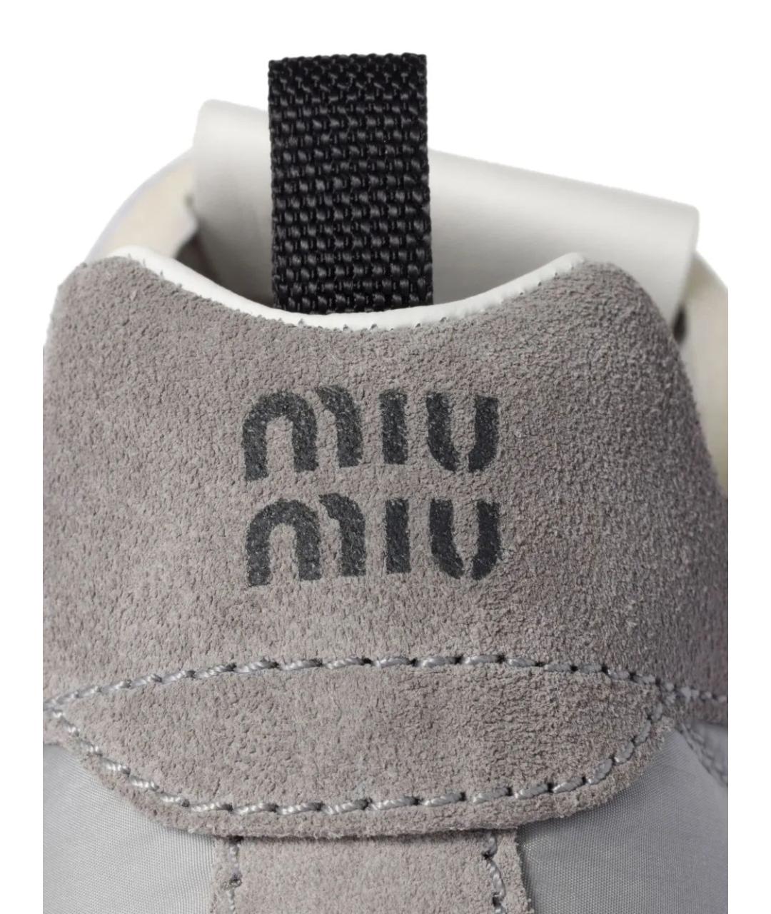 MIU MIU Серые текстильные кроссовки, фото 3