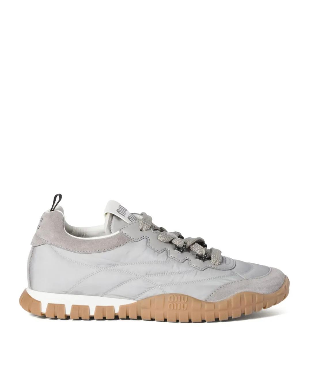 MIU MIU Серые текстильные кроссовки, фото 1