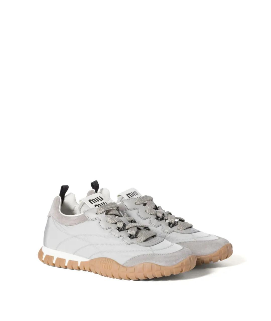 MIU MIU Серые текстильные кроссовки, фото 2
