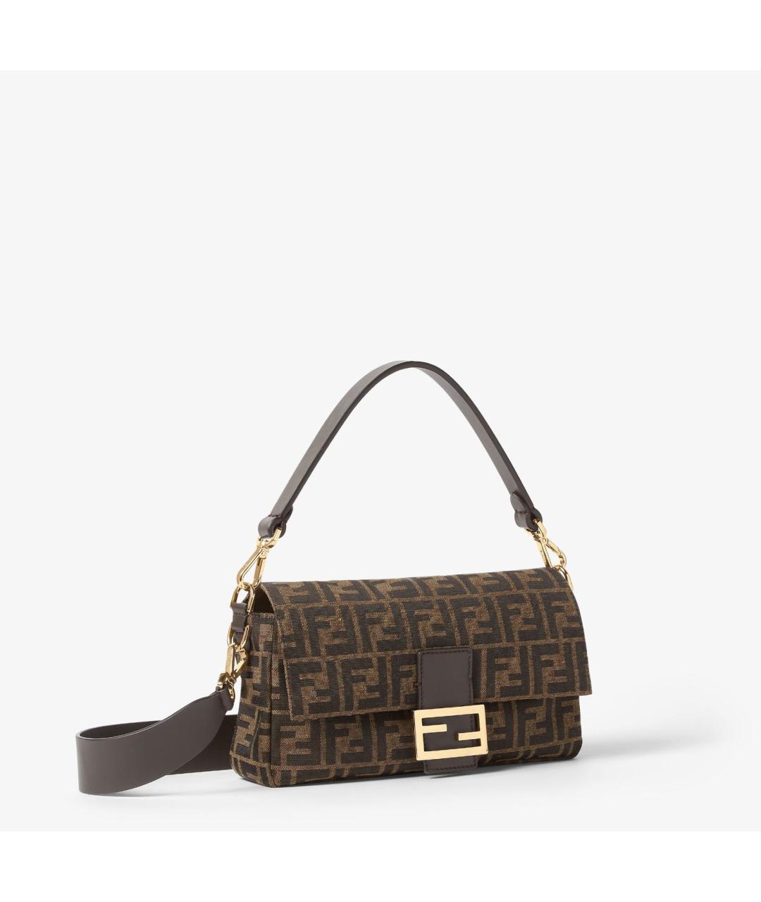 FENDI Коричневая жаккардовая сумка через плечо, фото 2