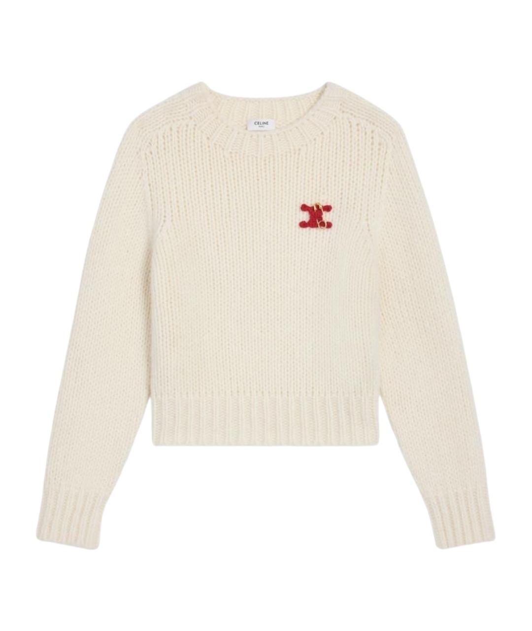 CELINE Белый кашемировый джемпер / свитер, фото 1