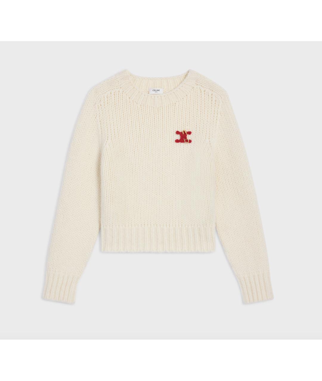 CELINE Белый кашемировый джемпер / свитер, фото 5