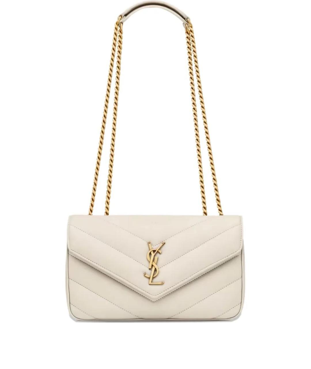 SAINT LAURENT Белая кожаная сумка через плечо, фото 1