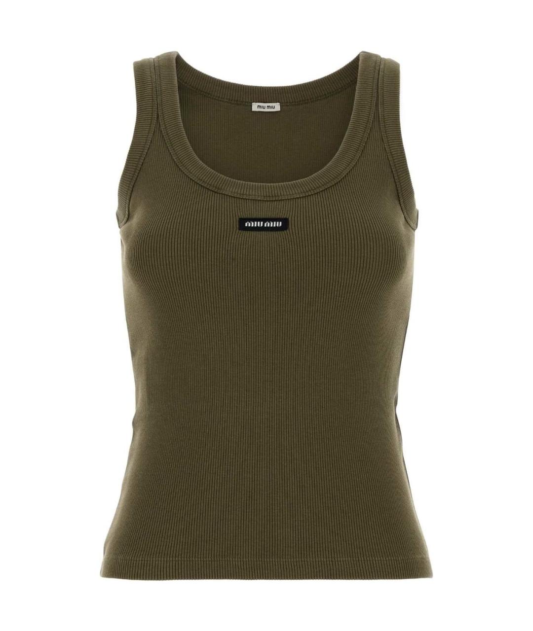 MIU MIU Хаки хлопковая майка, фото 1