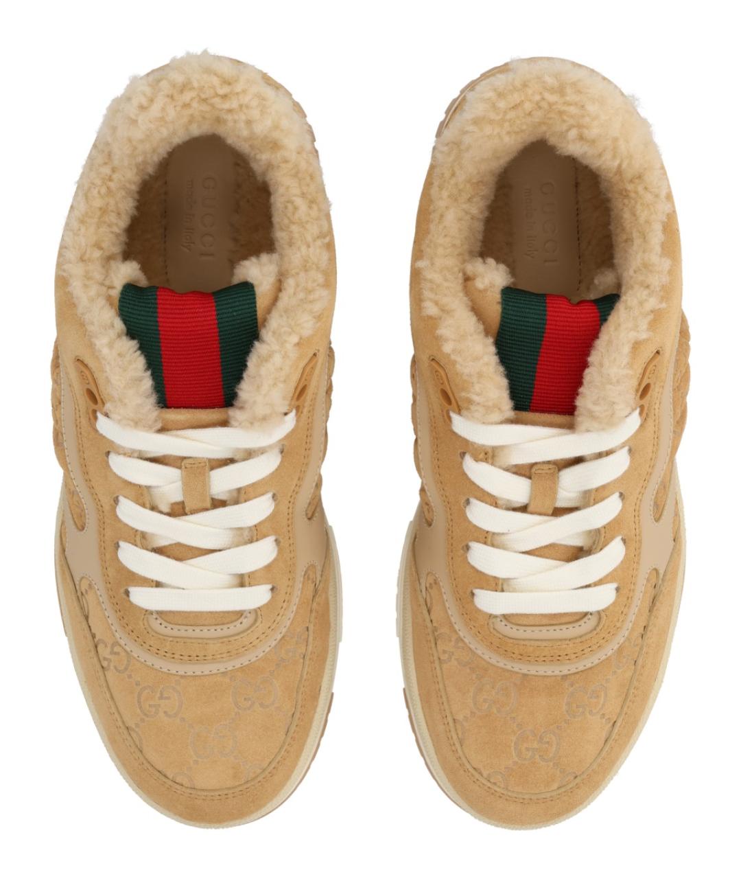 GUCCI Бежевые замшевые кеды, фото 5