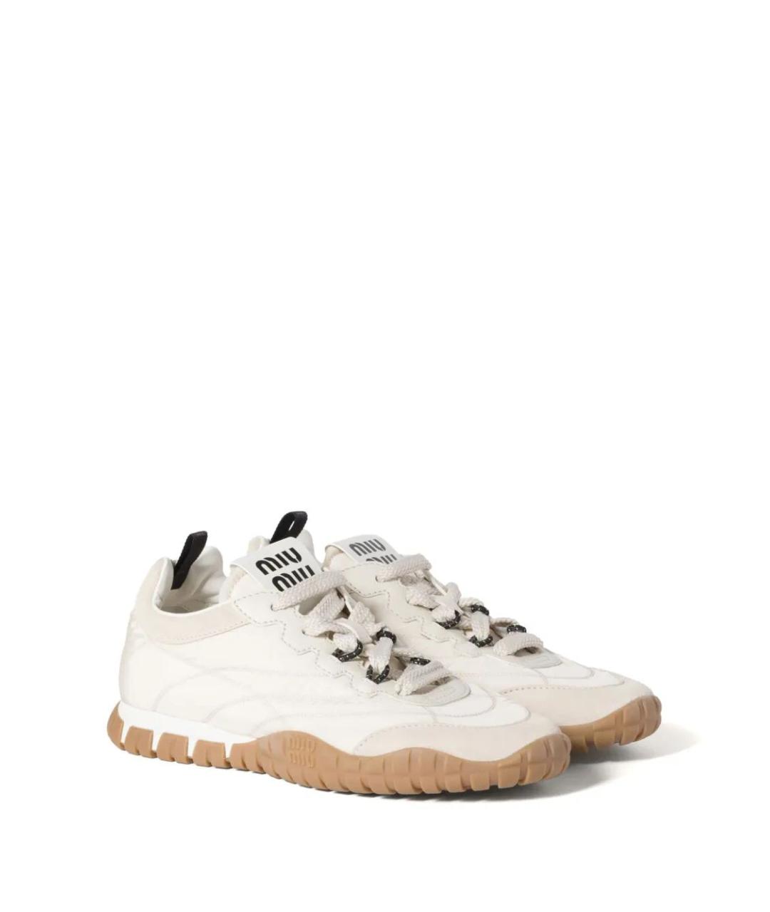 MIU MIU Бежевые замшевые кроссовки, фото 2