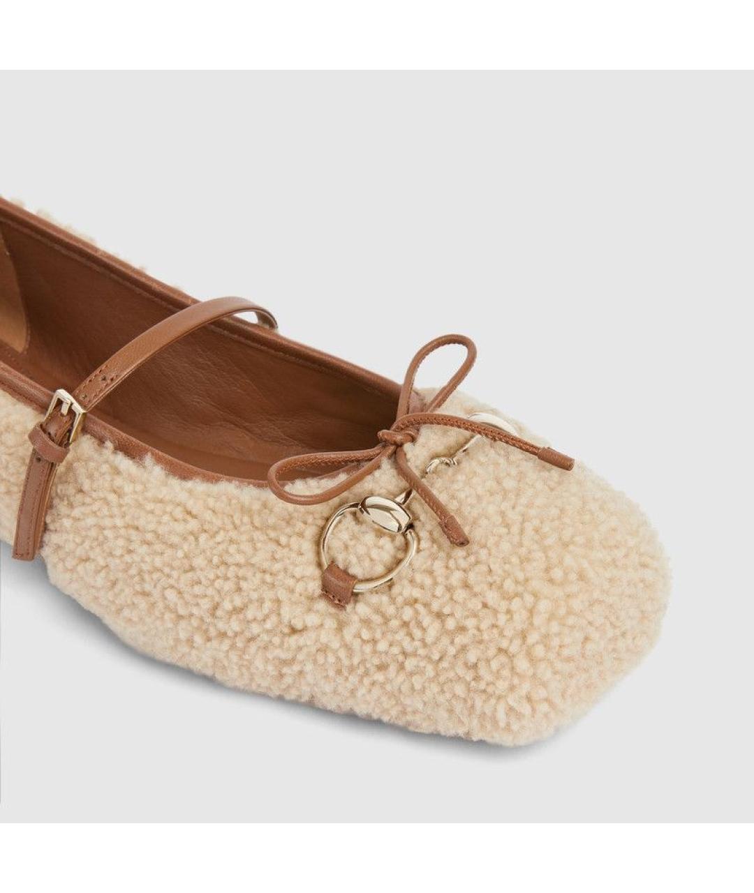 GUCCI Бежевые текстильные балетки, фото 3