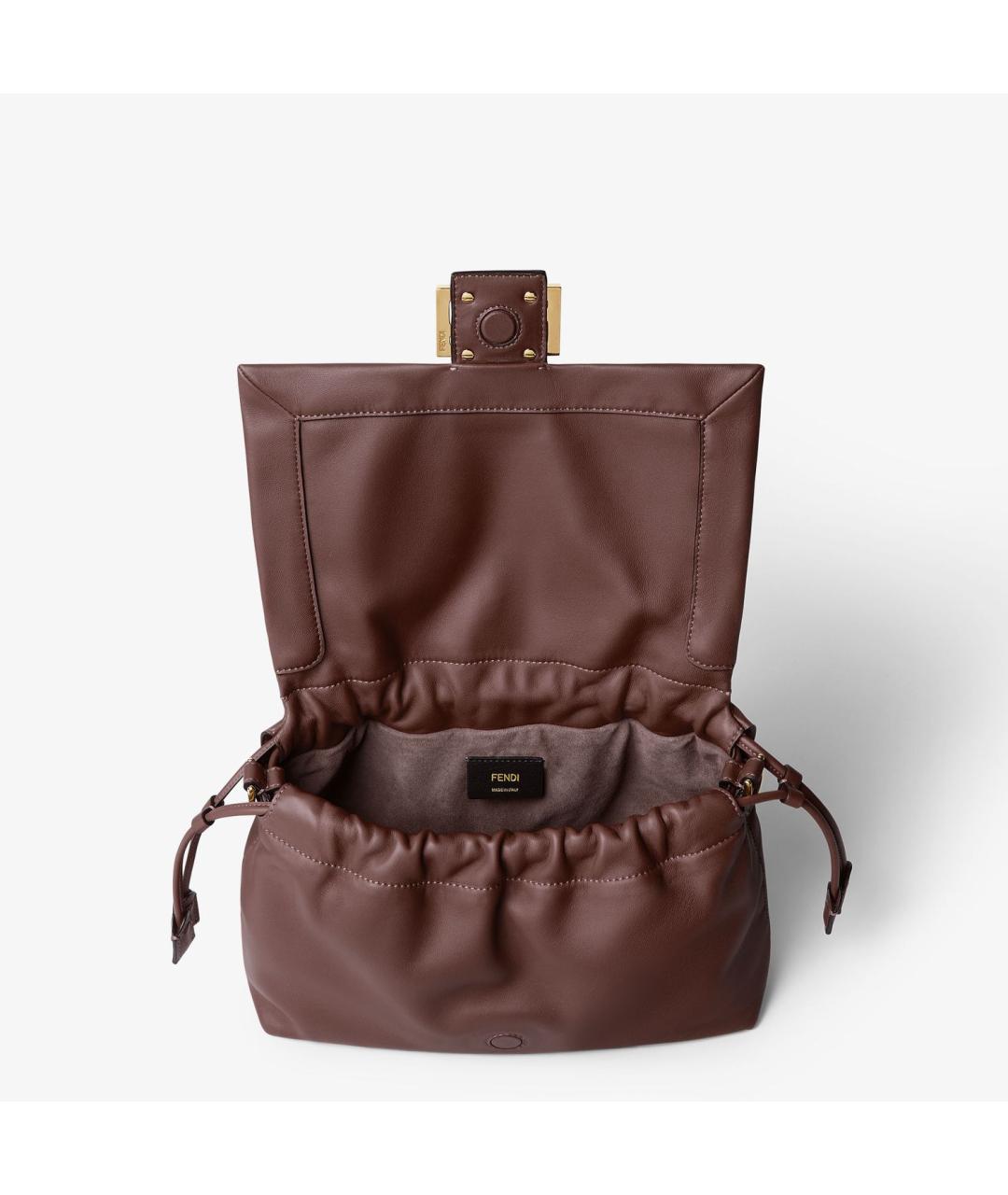 FENDI Коричневая кожаная сумка через плечо, фото 4