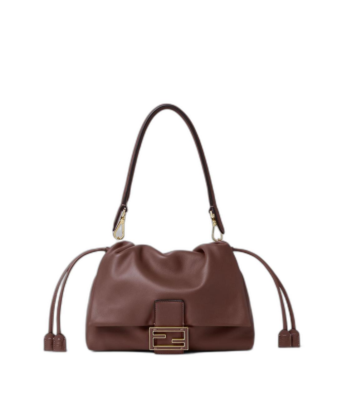 FENDI Коричневая кожаная сумка через плечо, фото 1