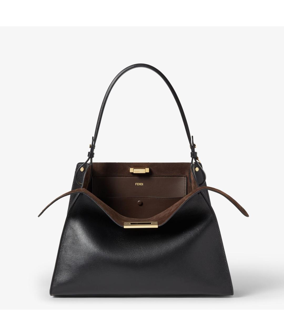 FENDI Черная кожаная сумка тоут, фото 2