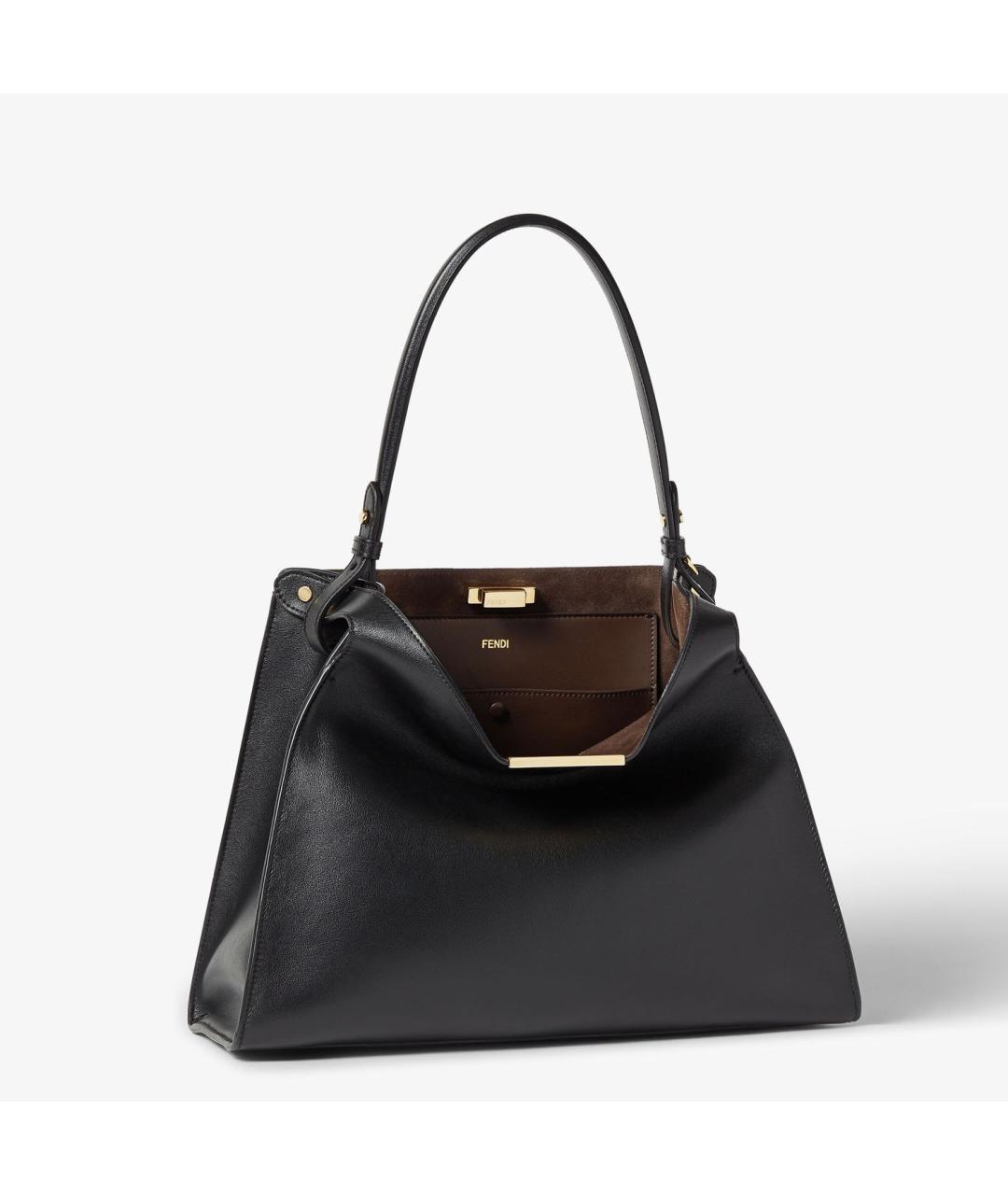 FENDI Черная кожаная сумка тоут, фото 3