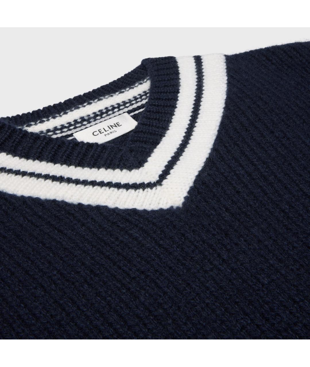 CELINE Темно-синий кашемировый джемпер / свитер, фото 3