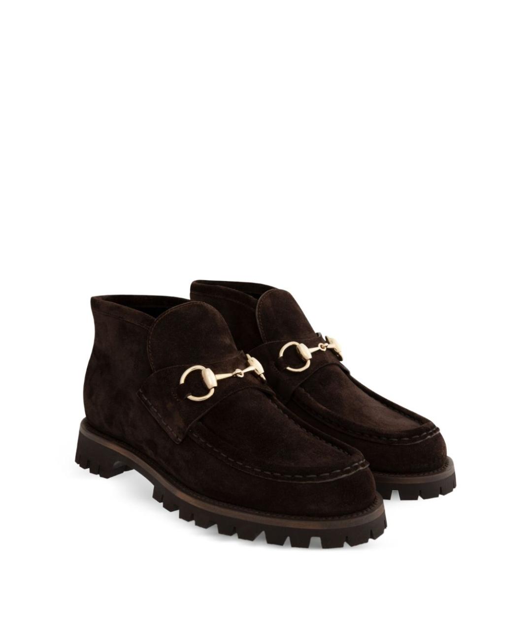 GUCCI Коричневые замшевые ботинки, фото 3