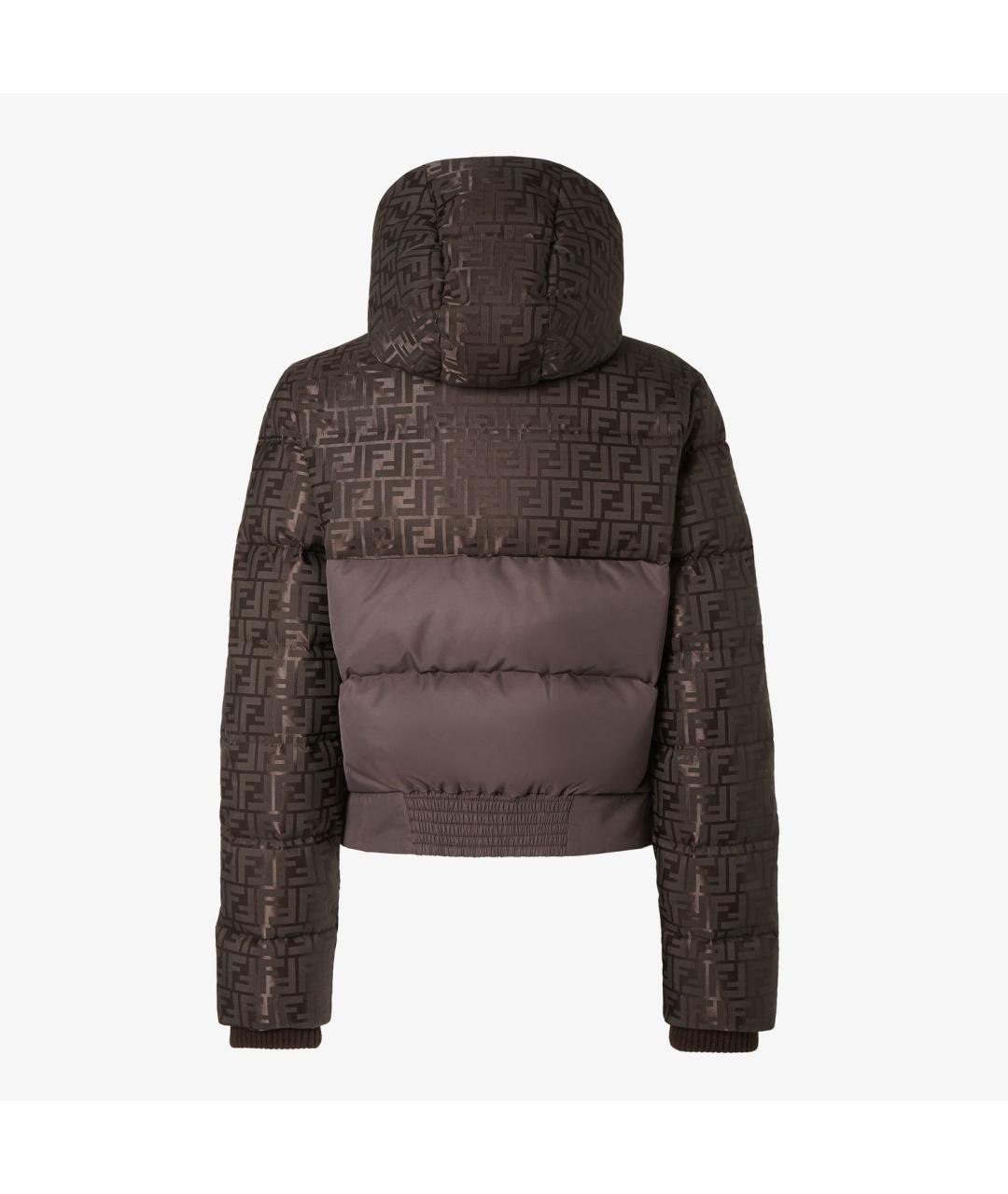 FENDI Коричневый полиамидовый пуховик, фото 2