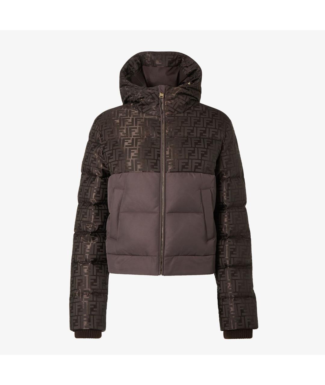 FENDI Коричневый полиамидовый пуховик, фото 4