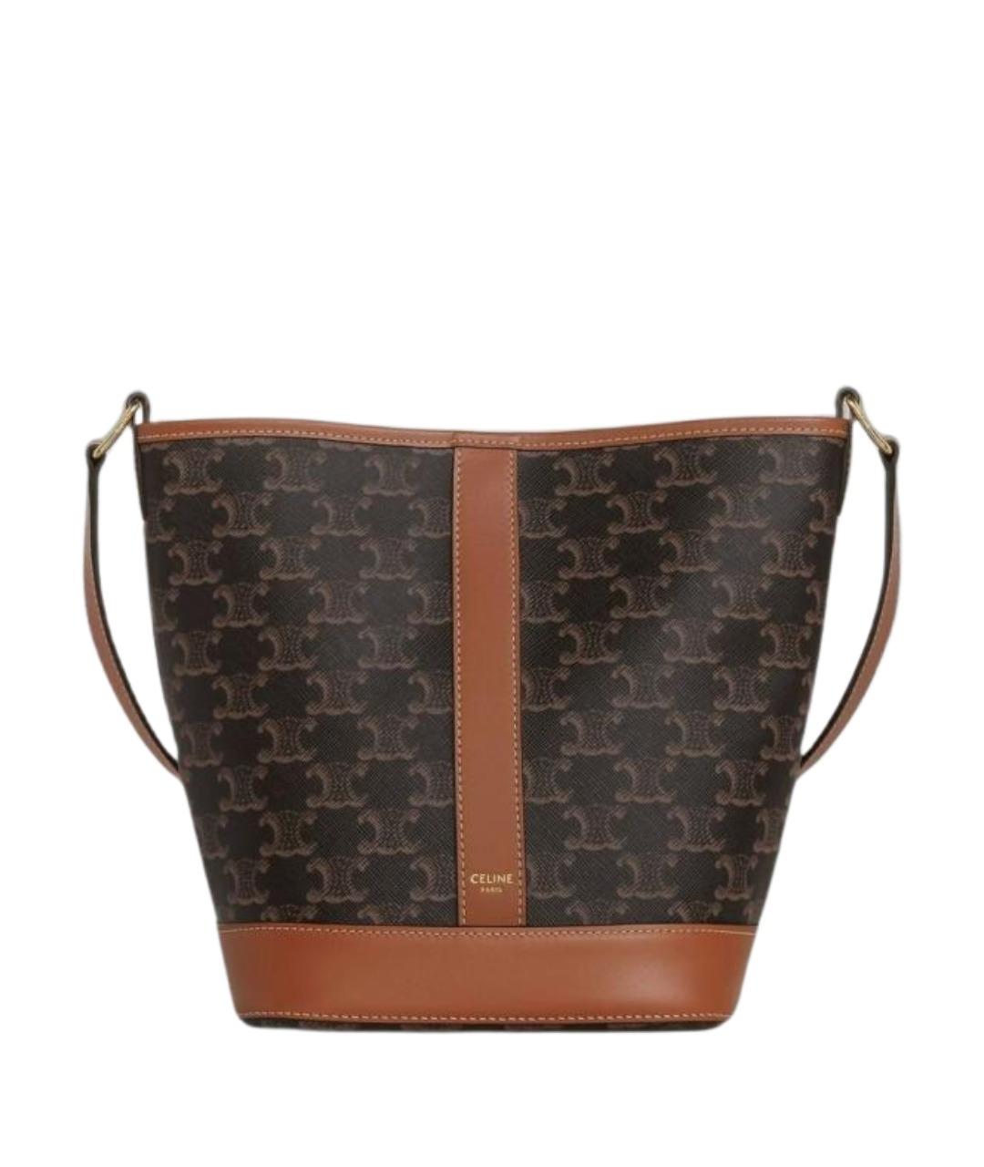 CELINE Коричневая кожаная сумка через плечо, фото 1