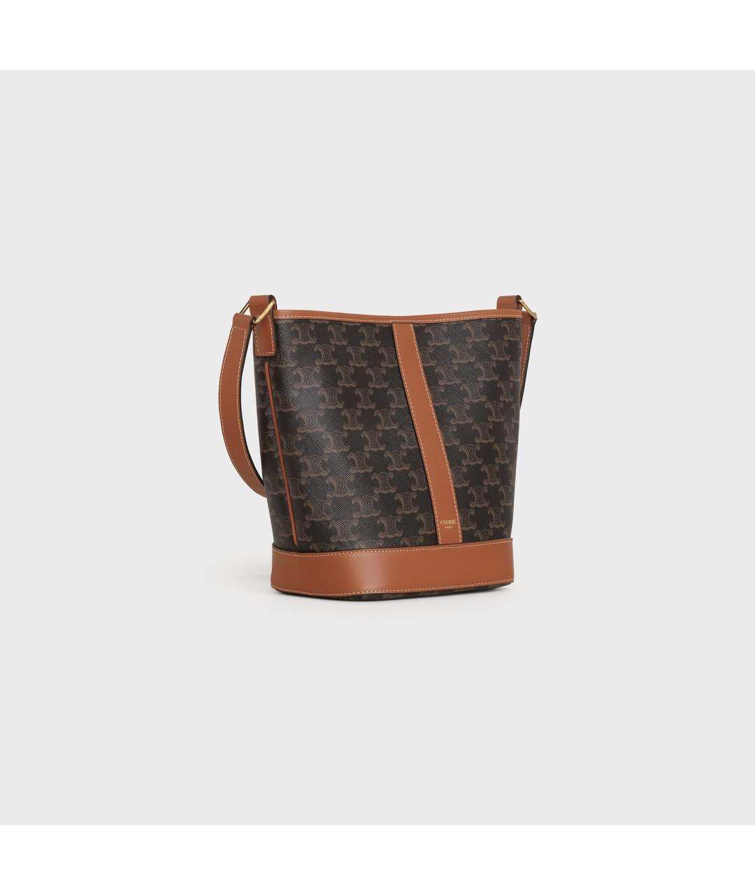 CELINE Коричневая кожаная сумка через плечо, фото 2