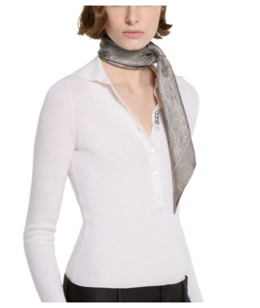 GUCCI Серый шелковый платок, фото 2