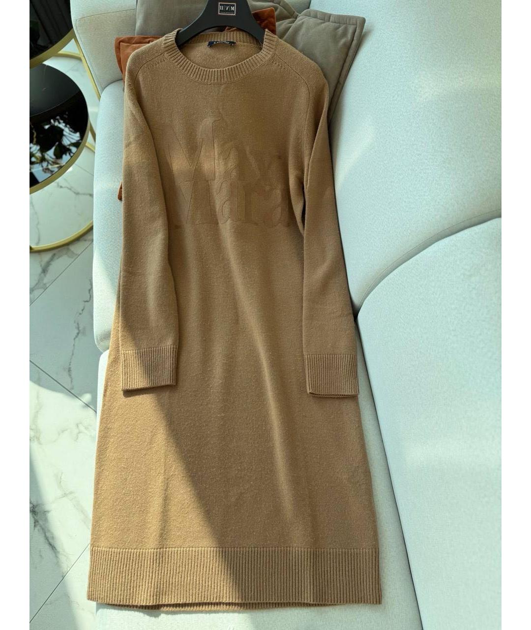 MAX MARA Бежевое кашемировое повседневное платье, фото 9