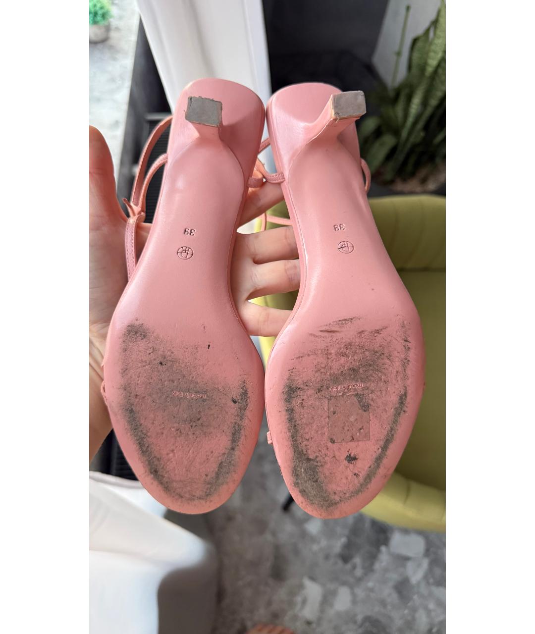 THE ROW Розовые кожаные босоножки, фото 4