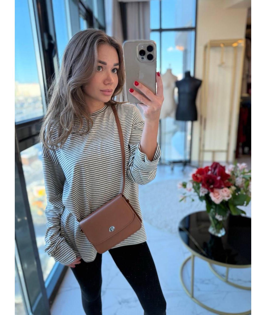 LORO PIANA Коричневая кожаная сумка через плечо, фото 6