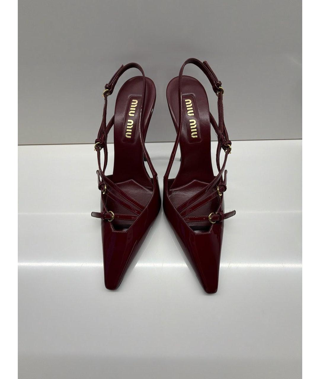 MIU MIU Бордовые туфли из лакированной кожи, фото 2