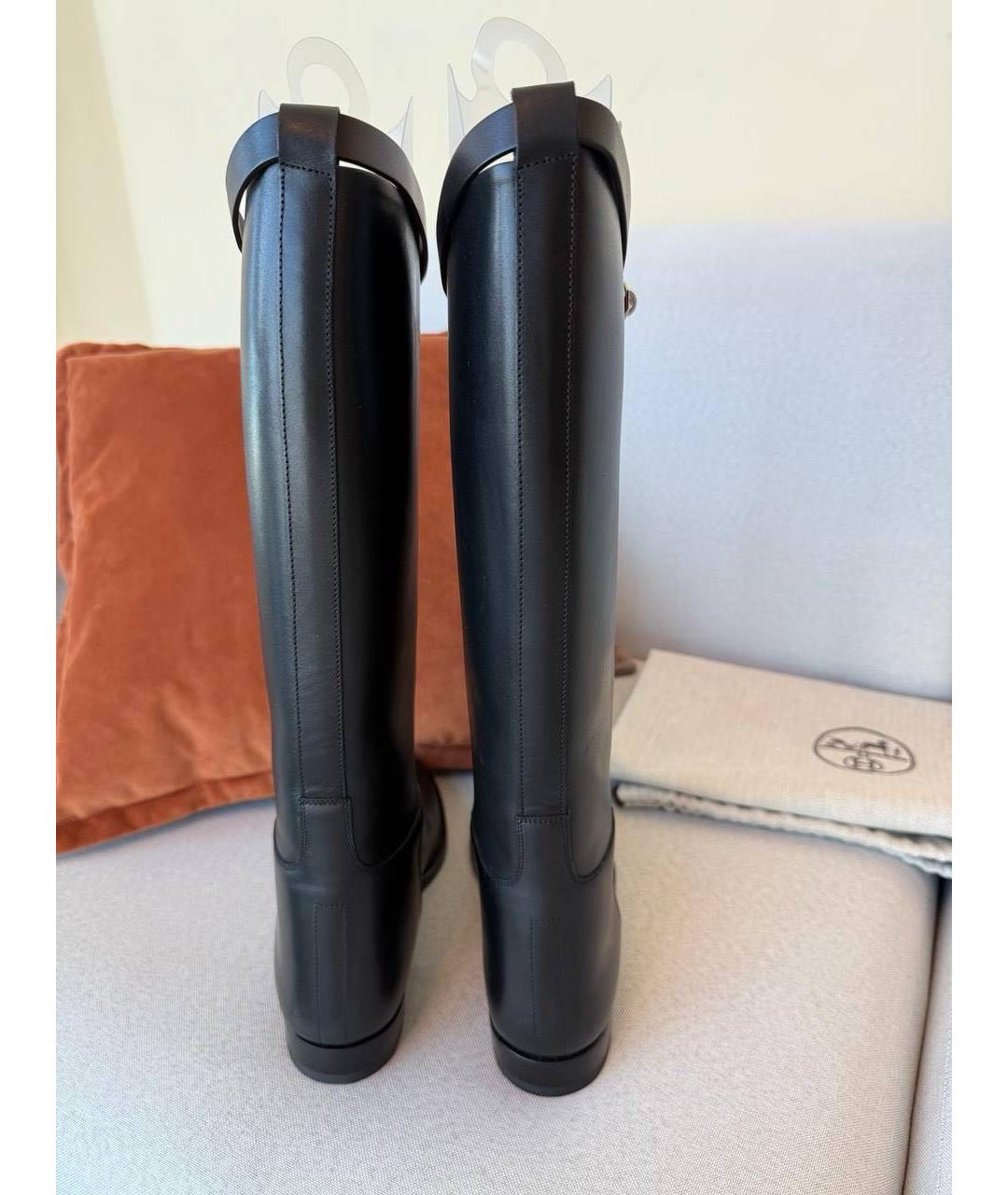 HERMES Черные кожаные сапоги, фото 3