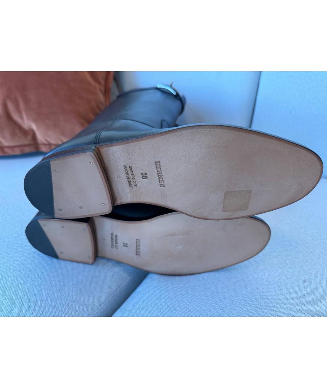 HERMES Черные кожаные сапоги, фото 4