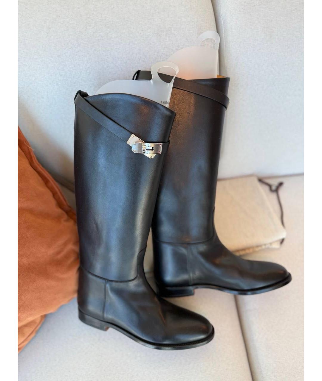 HERMES Черные кожаные сапоги, фото 5