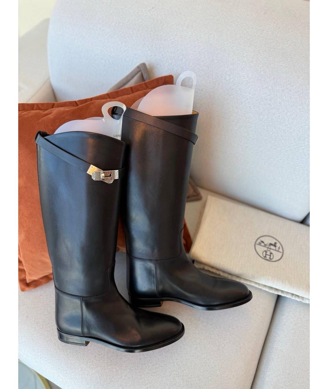 HERMES Черные кожаные сапоги, фото 6