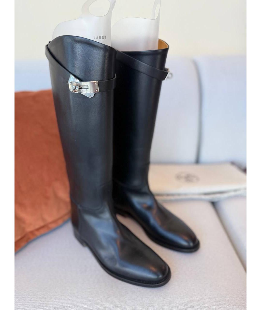 HERMES Черные кожаные сапоги, фото 2