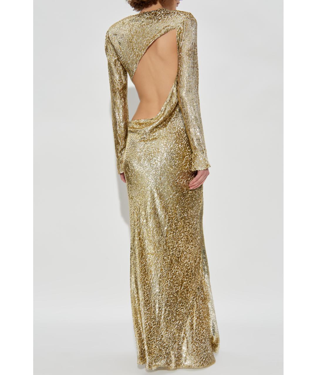 SELF-PORTRAIT Золотое шелковое вечернее платье, фото 7