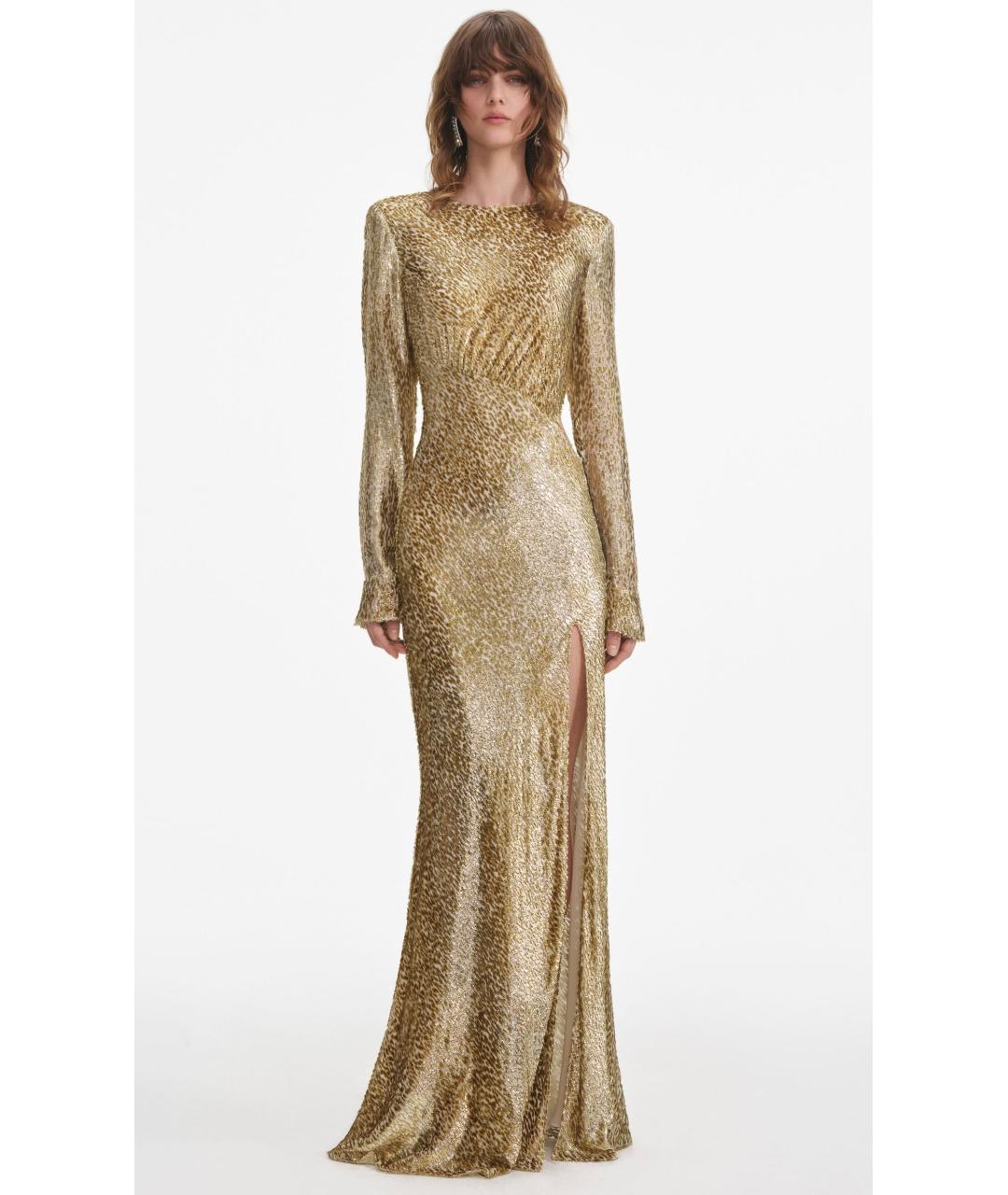 SELF-PORTRAIT Золотое шелковое вечернее платье, фото 2