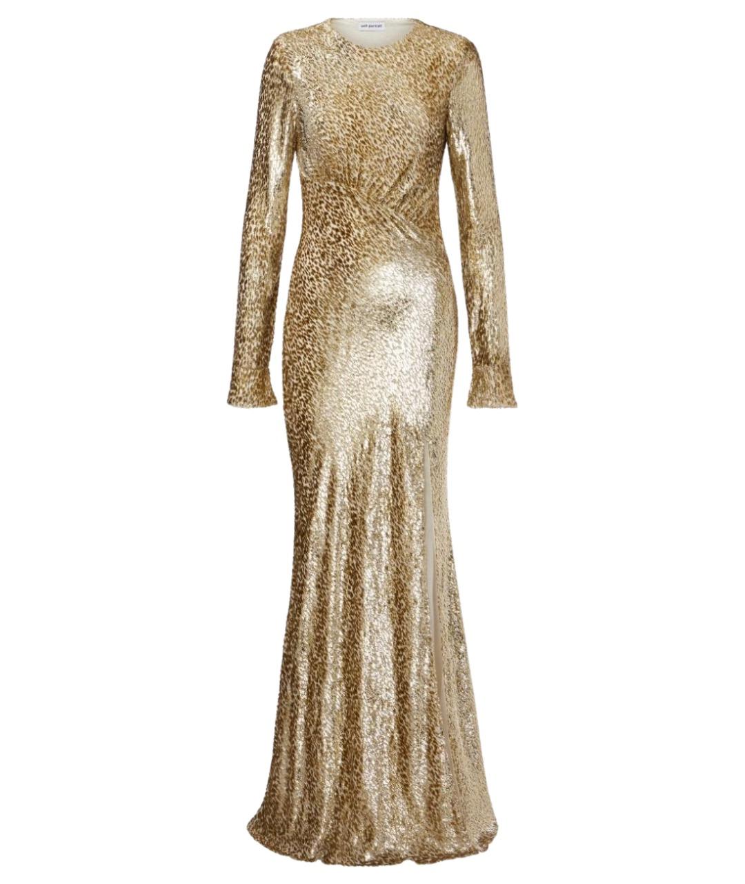 SELF-PORTRAIT Золотое шелковое вечернее платье, фото 1