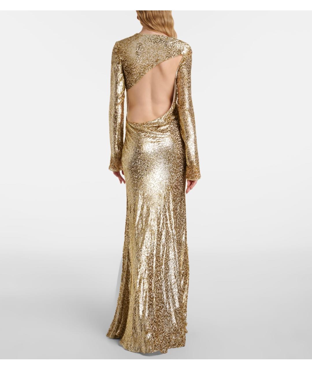 SELF-PORTRAIT Золотое шелковое вечернее платье, фото 9