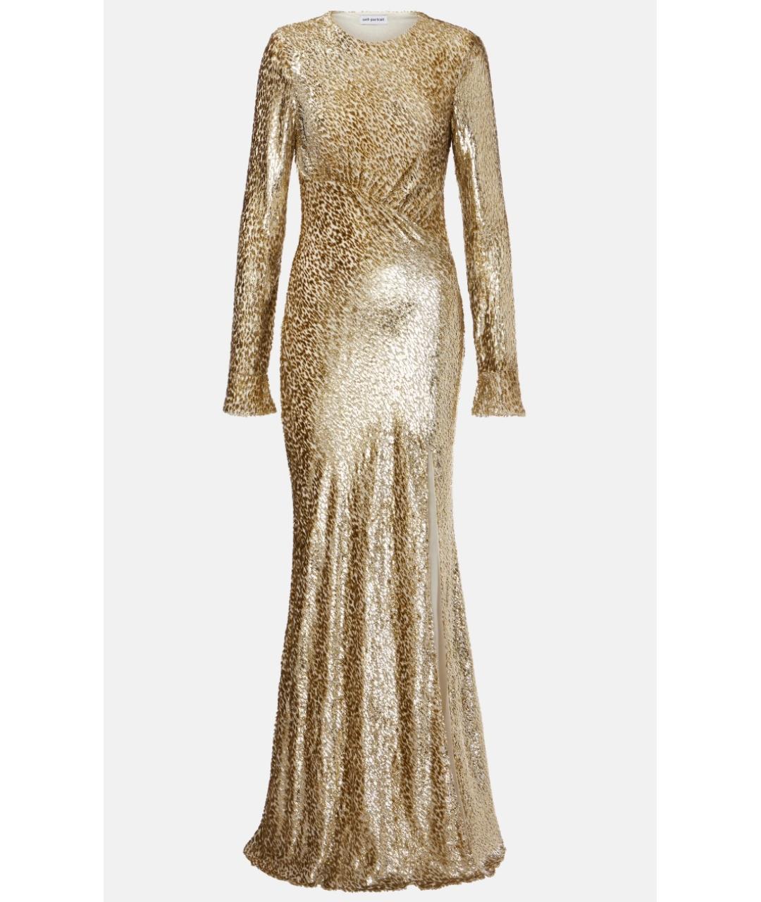 SELF-PORTRAIT Золотое шелковое вечернее платье, фото 10