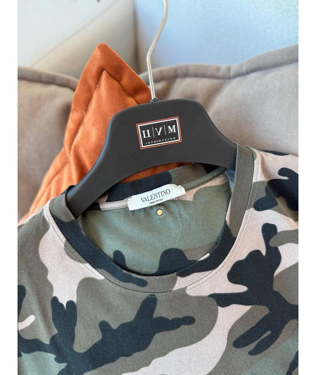 VALENTINO Хаки хлопковая футболка, фото 4