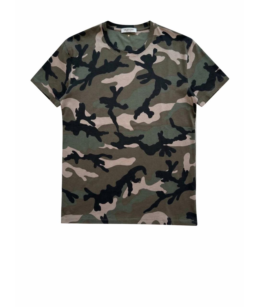 VALENTINO Хаки хлопковая футболка, фото 1