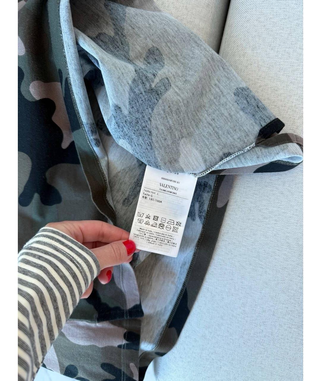 VALENTINO Хаки хлопковая футболка, фото 3