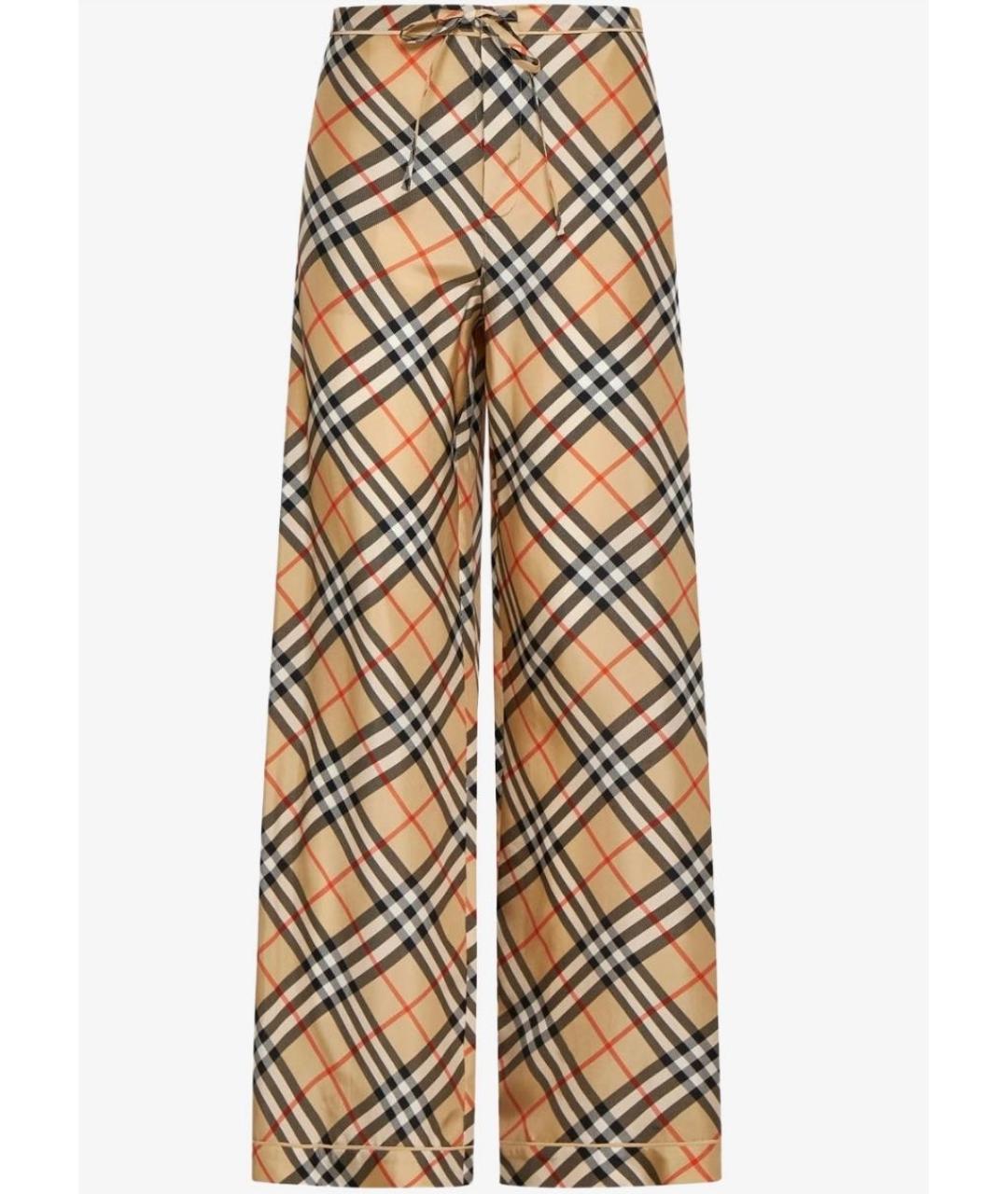 BURBERRY Бежевые шелковые брюки широкие, фото 5