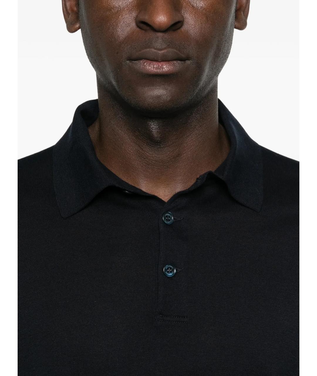 BRUNELLO CUCINELLI Темно-синее поло с длинным рукавом, фото 4