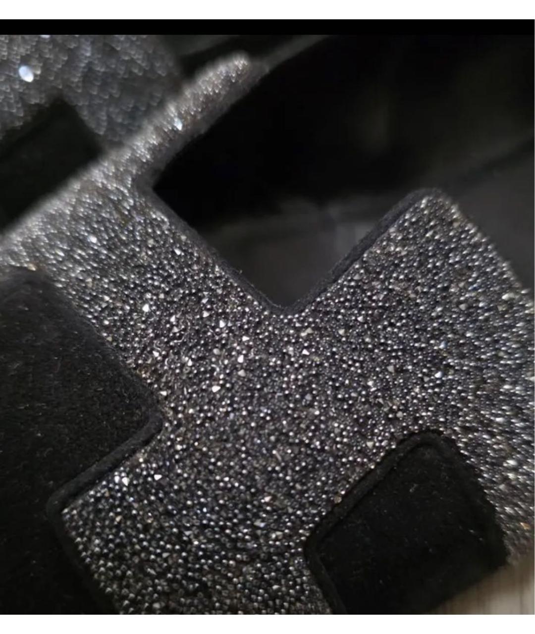 HERMES Черные бархатные балетки, фото 6