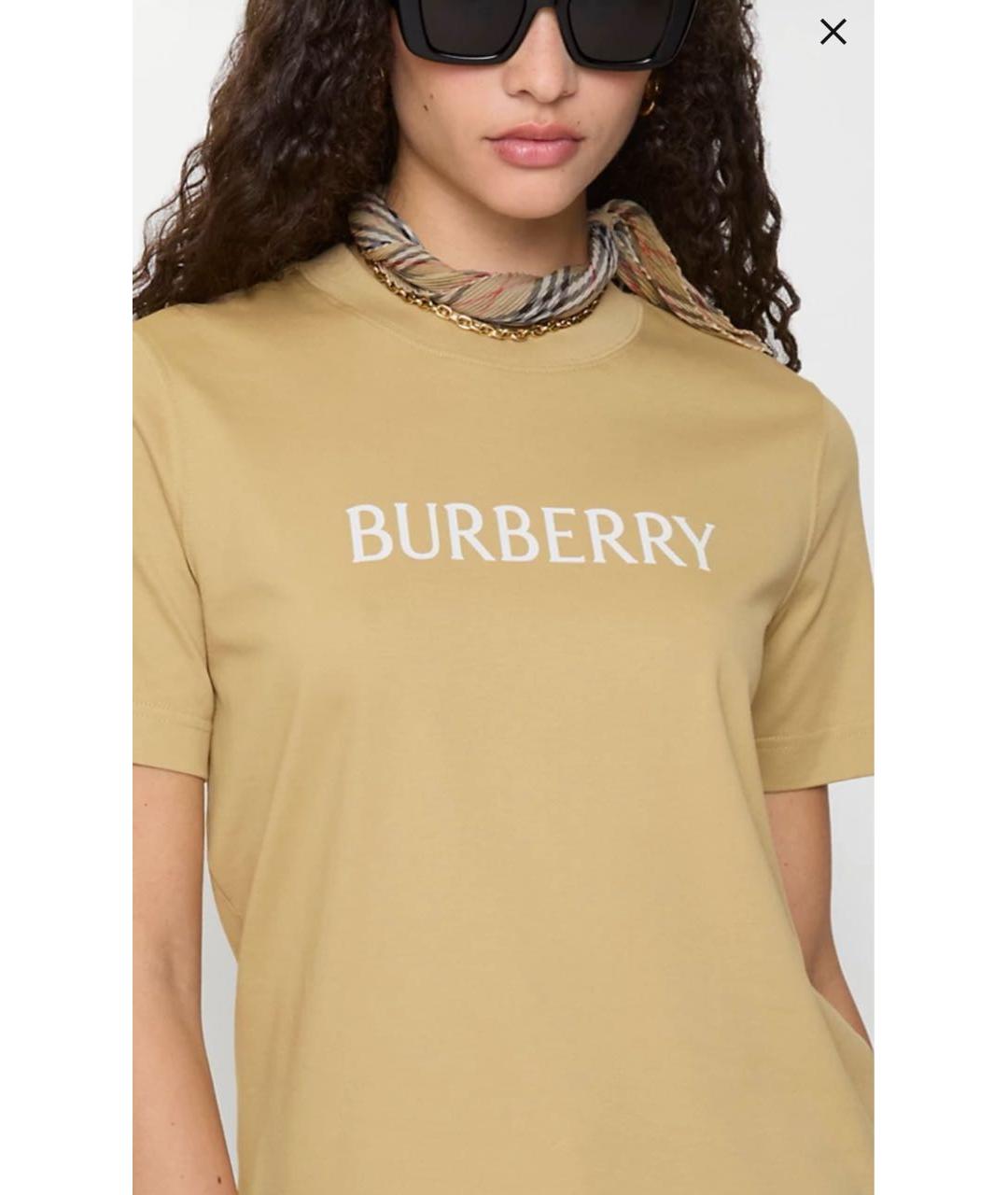BURBERRY Бежевая хлопковая футболка, фото 2
