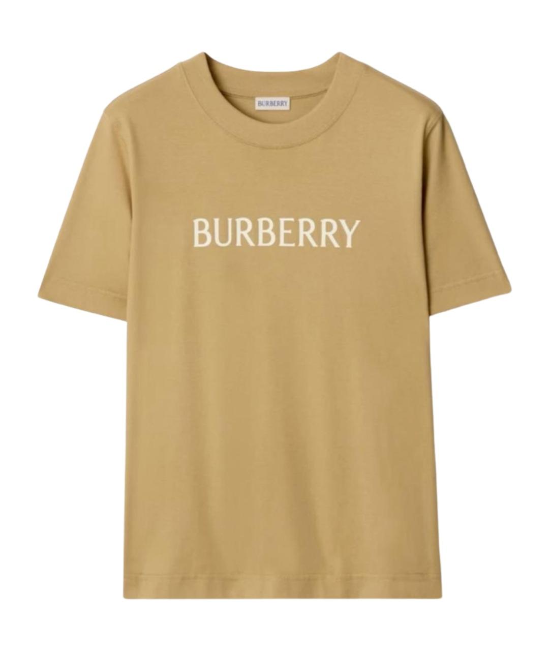 BURBERRY Бежевая хлопковая футболка, фото 1