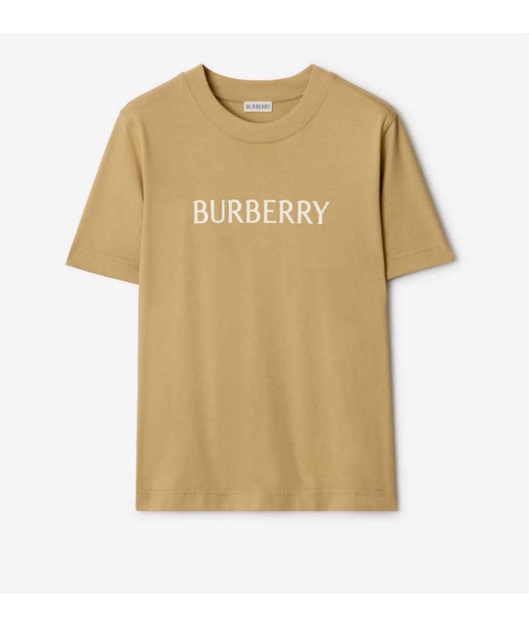 BURBERRY Бежевая хлопковая футболка, фото 7