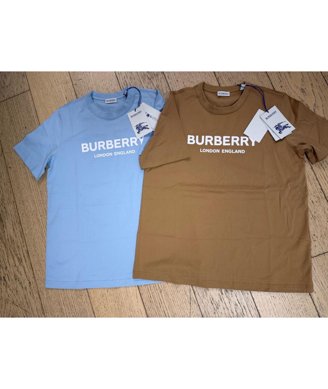 BURBERRY Бежевая хлопковая футболка, фото 5