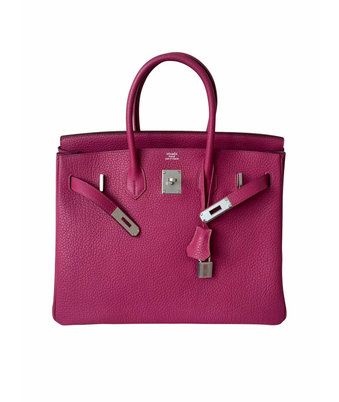 HERMES Розовая кожаная сумка с короткими ручками, фото 2