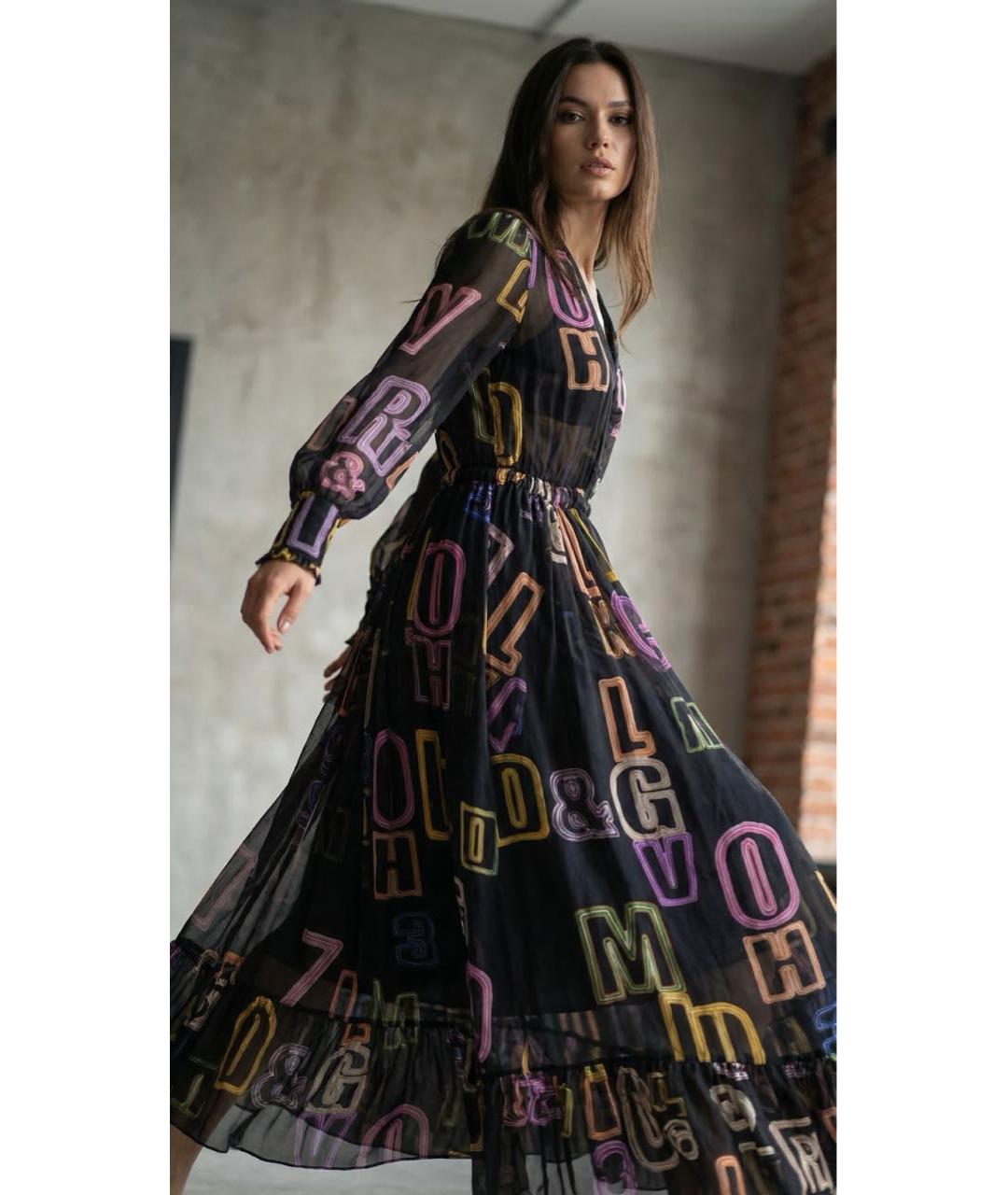 DOLCE&GABBANA Мульти шифоновое платье, фото 2